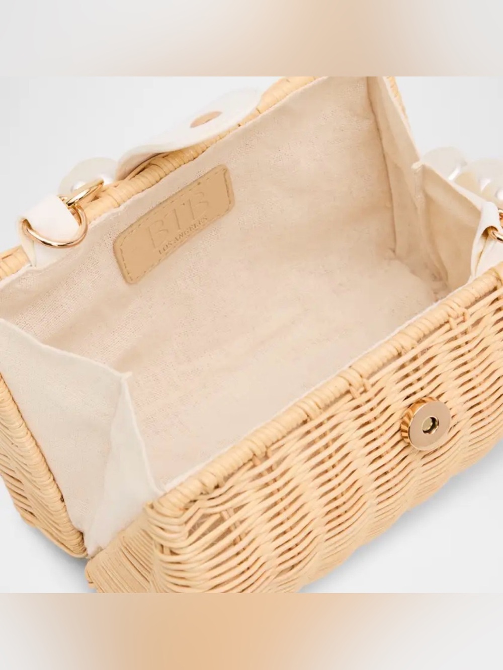 BTB Los Angeles Page Mother-of-pearl Rattan Top Handle Bag Natural NWT - Picture 4 of 12
